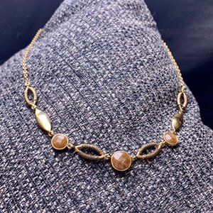 Simple Gold Tone Gem Charm Necklace